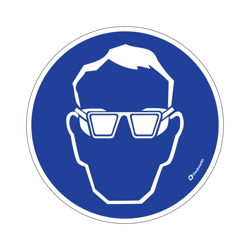 Sticker Gebod (blauw) Veiligheidsbril verplicht 200mm